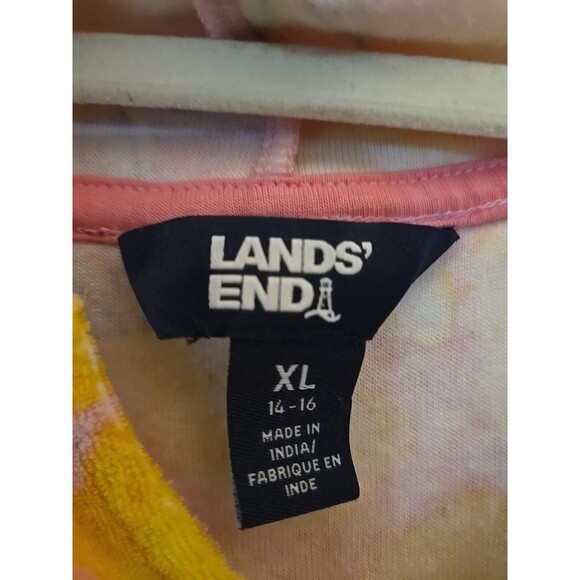 Lands' End Girls Size Extra Large XL 12-14 Swim Beach Towel Hood Cover Up Lemons - Picture 2 of 7